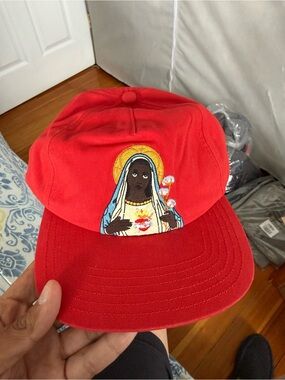 Denim Tears Black Mary Red Hat